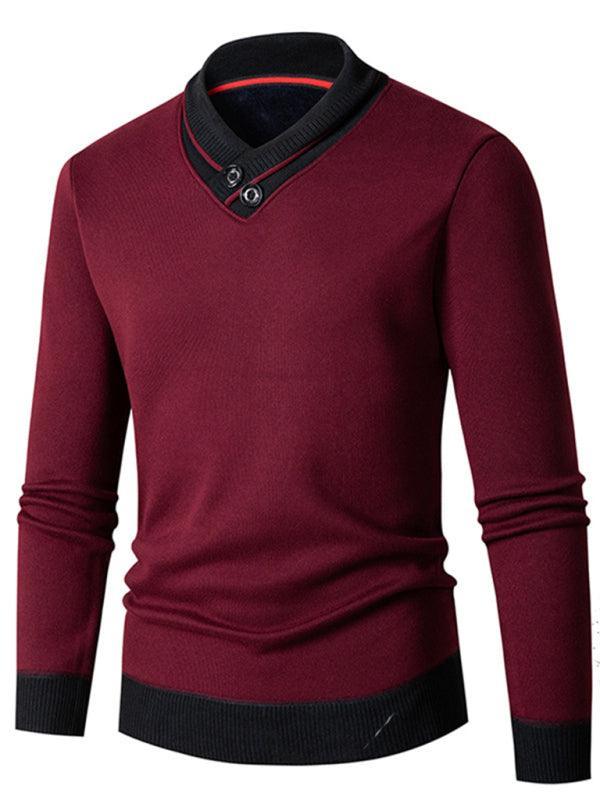 Turtleneck Slim Fit V-Neck Men Sweater - Pullover Sweater - LeStyleParfait