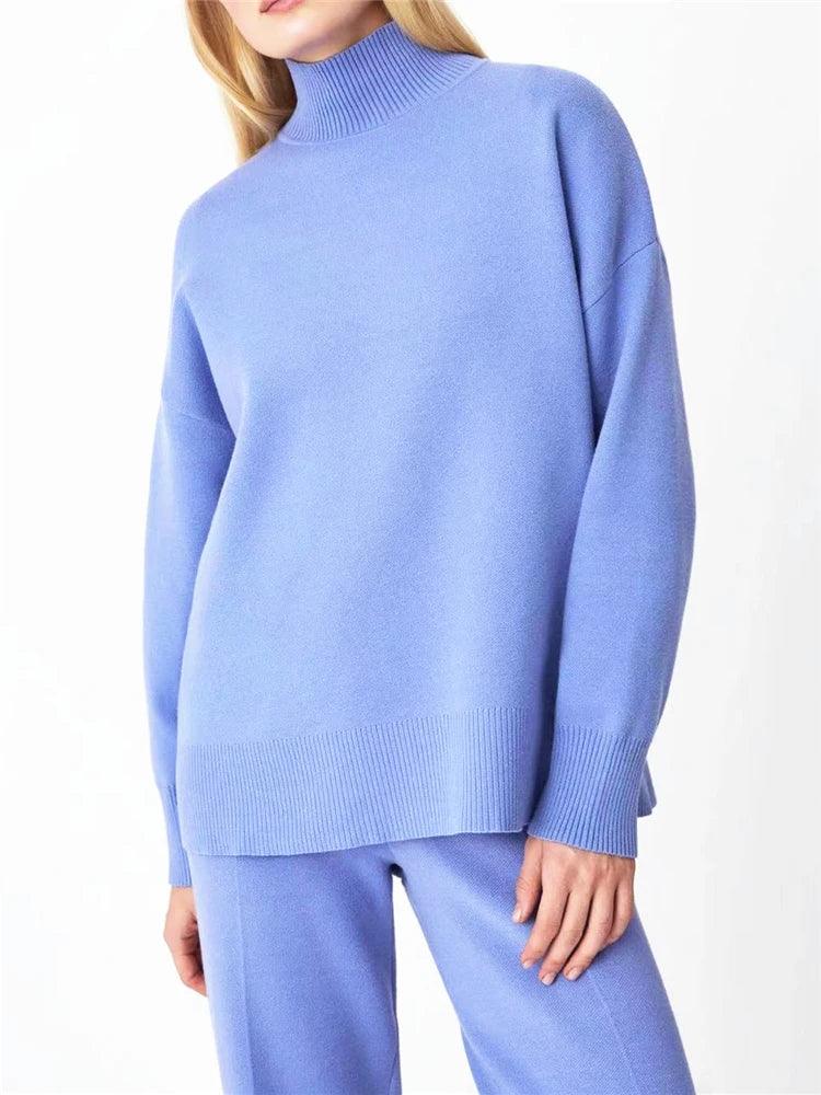 Turtleneck Women Pants Sweater Set - Clothing Set - LeStyleParfait