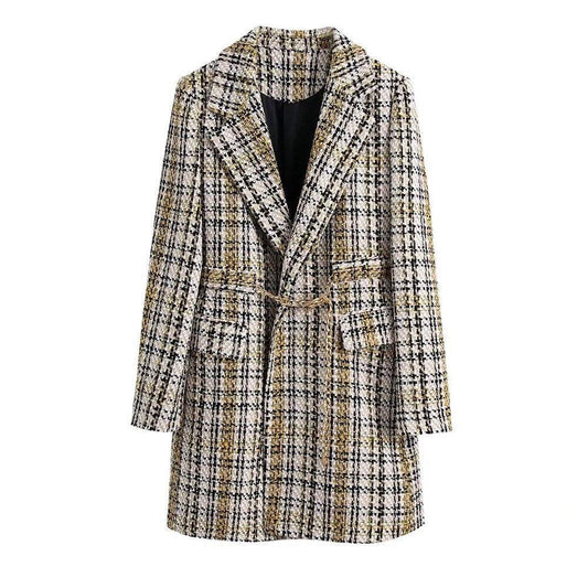 Tweed Plaid Women Coat - Coat - LeStyleParfait
