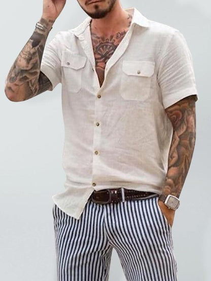 Two Pocket Casual Shirt for Men - Short Sleeve Shirt - LeStyleParfait