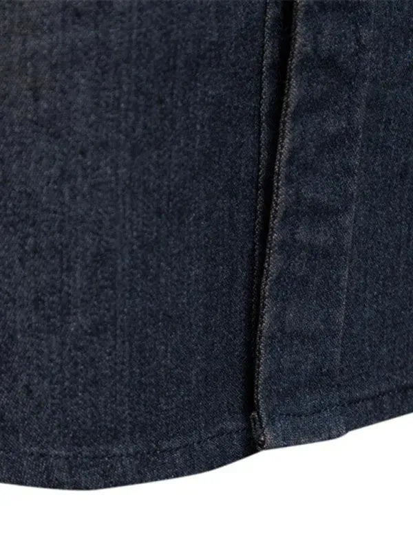 Two-Pocket Denim Men Shirt - Long Sleeve Shirt - LeStyleParfait