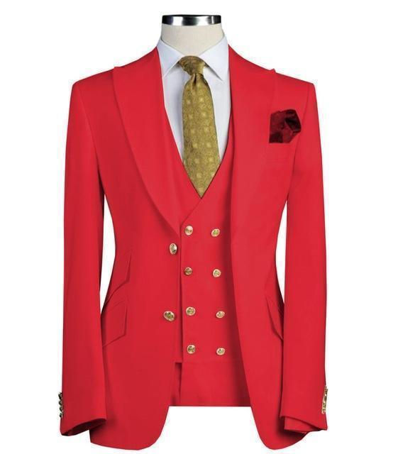 Uebert Red Three Piece Suit - Three Piece Suit - LeStyleParfait