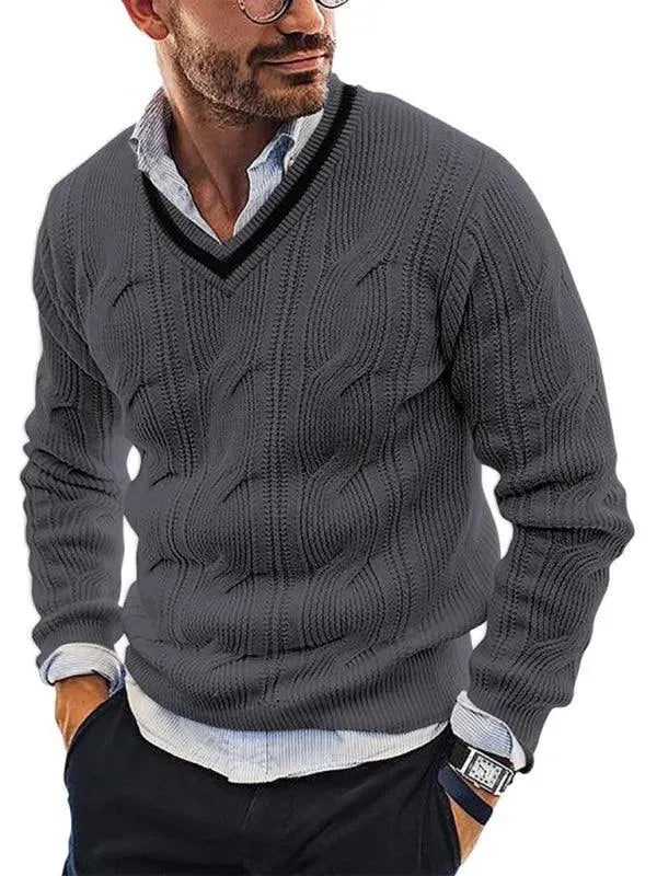 V-Neck Slim Fit Men Pullover Sweater - Pullover Sweater - LeStyleParfait