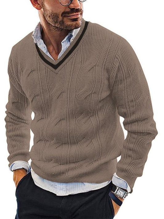 V-Neck Slim Fit Men Pullover Sweater - Pullover Sweater - LeStyleParfait