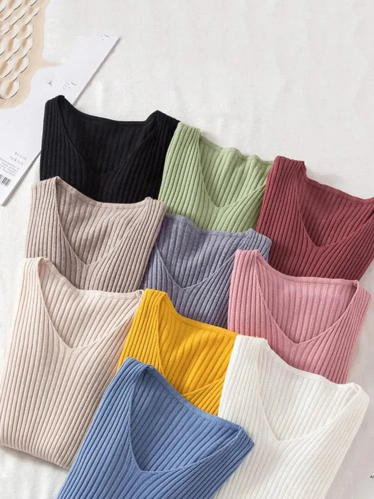 V-Neck Women Pullover Sweater - Pullover Sweater - LeStyleParfait