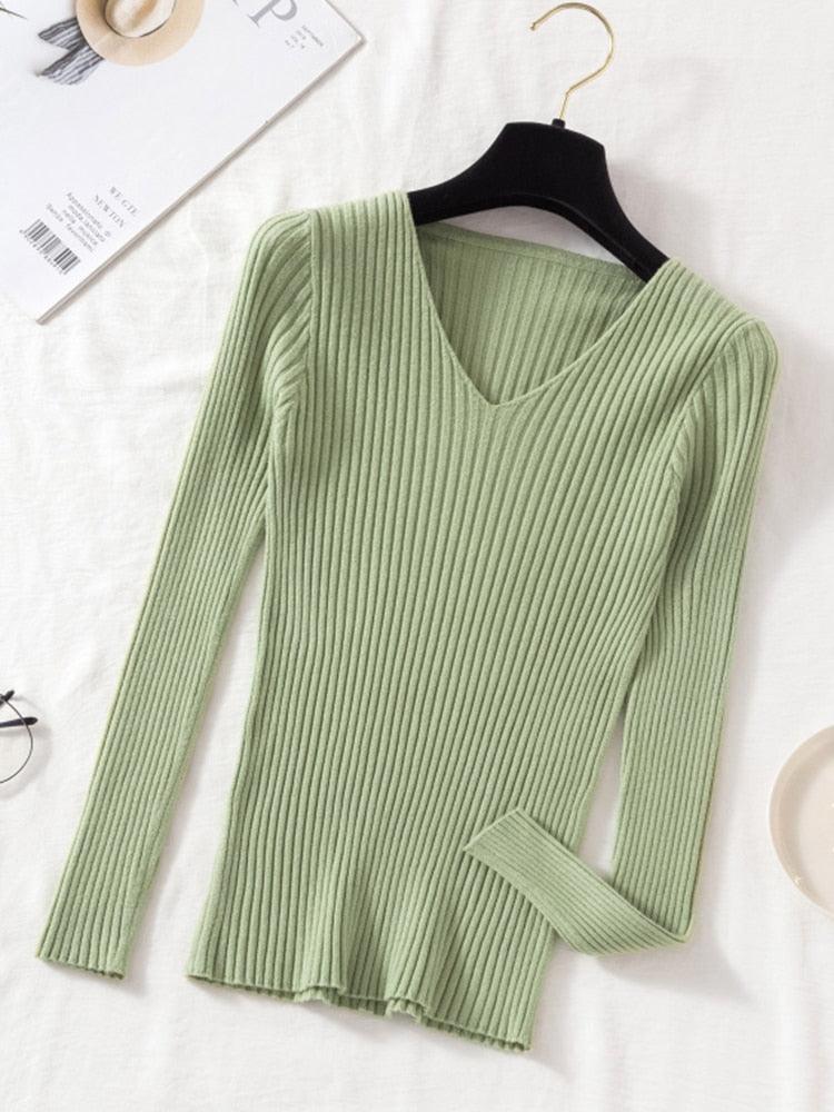 V-Neck Women Pullover Sweater - Pullover Sweater - LeStyleParfait