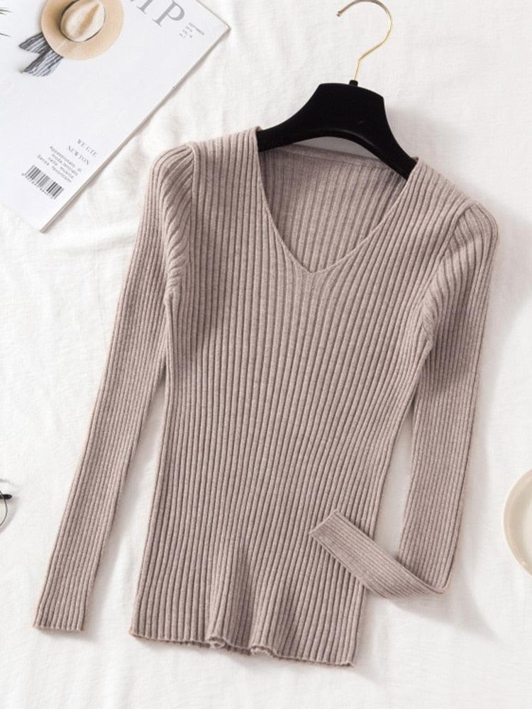 V-Neck Women Pullover Sweater - Pullover Sweater - LeStyleParfait