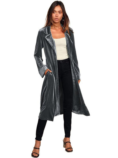 Velvet Long Blazer Women Coat - Velvet Coat - LeStyleParfait
