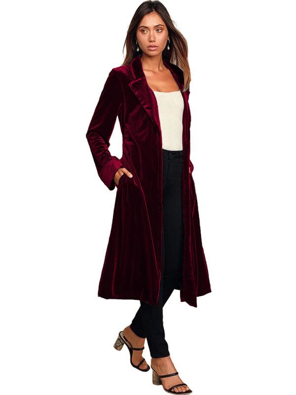 Velvet Long Blazer Women Coat - Velvet Coat - LeStyleParfait
