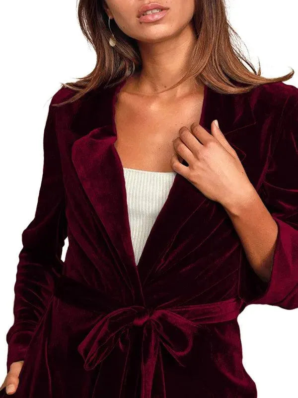 LeStyleParfait Women's Coats Overcoat, Winter Coat Zipper V-Neck Long Sleeves Plain-Solid-Velvet Coat