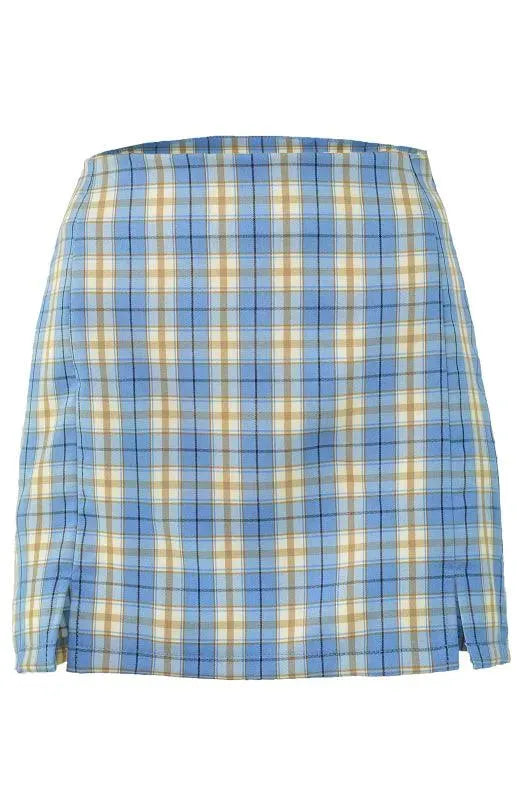 LeStyleParfait Women Skirts Ladies Sexy Mini Skirt Plaid Drawstring-Elastic Waist-Plaid Skirt