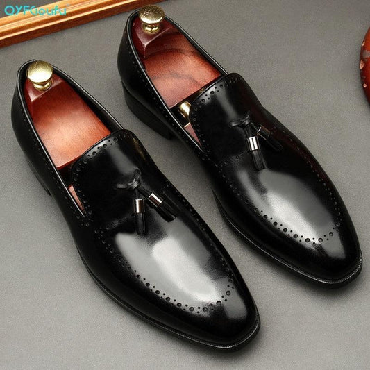 Vincenzo Patent Leather Tassel Loafer Shoes For Men - Loafer Shoes - LeStyleParfait