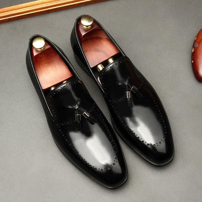 Vincenzo Patent Leather Tassel Loafer Shoes For Men - Loafer Shoes - LeStyleParfait