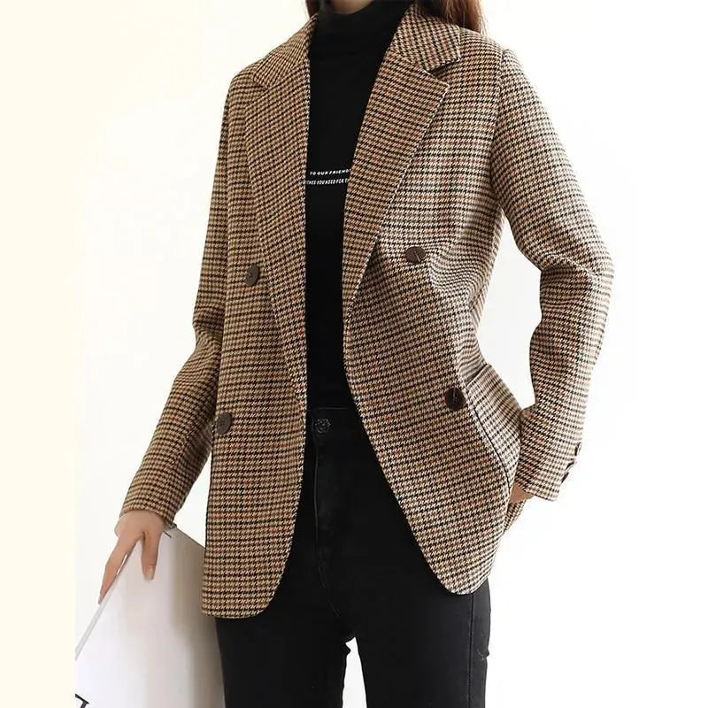 Vintage Houndstooth Plaid Blazer Women - Vintage - Plaid - Plaid Blazer - LeStyleParfait