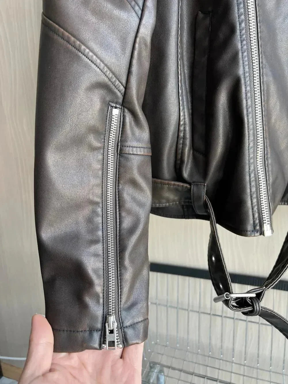 Vintage Men Leather Biker Jacket - Leather Biker Jacket - LeStyleParfait