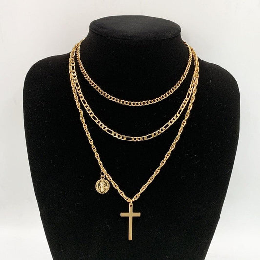 Virgin Mary and Cross Pendant Necklace - Pendant Necklace - LeStyleParfait
