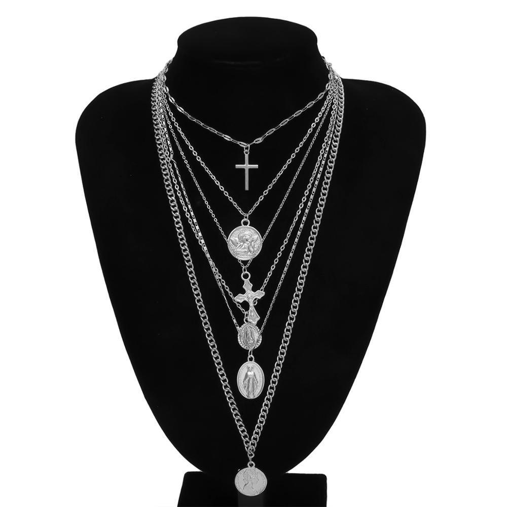 Virgin Mary and Cross Pendant Necklace - Pendant Necklace - LeStyleParfait