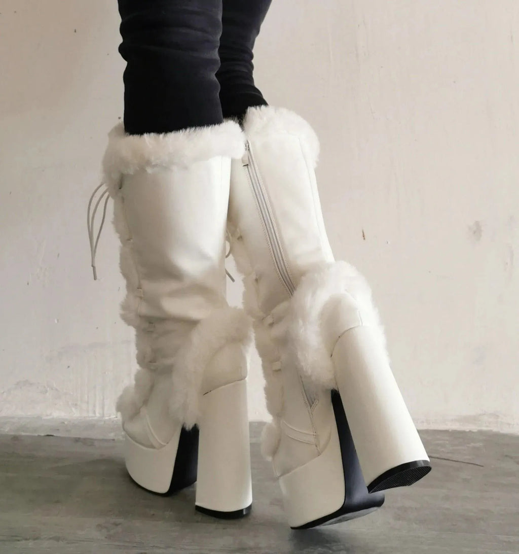 Warm High Heels Platform Boots - Boots - LeStyleParfait