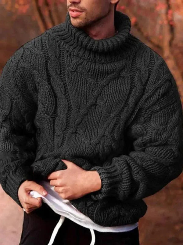 Warm Twist Thick Men Turtleneck Sweater - Pullover Sweater - LeStyleParfait