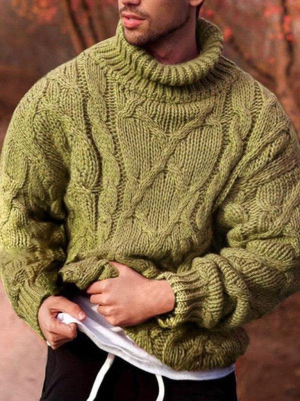 Warm Twist Thick Men Turtleneck Sweater - Pullover Sweater - LeStyleParfait