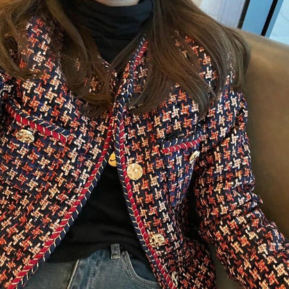 Weave Plaid Tweed Jacket Women - Tweed Blazer - LeStyleParfait