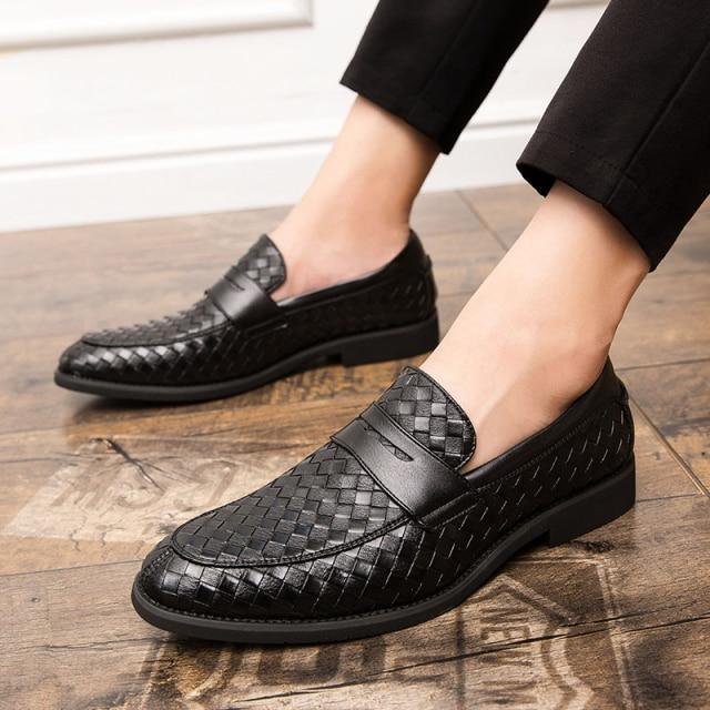 Weaved Penny Loafer Shoes For Men - Loafer Shoes - LeStyleParfait