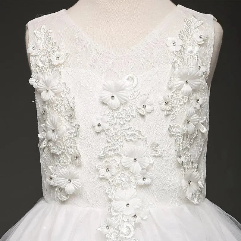 White Baptism Wedding Dress For Girls - Girls Dresses - LeStyleParfait fashion image