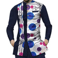 White Blue African Patchwork Shirt-Men Shirts-LeStyleParfait