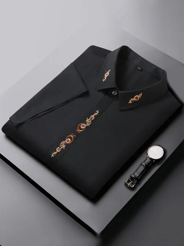 White Embroidered Plus Size Shirt-Men Shirts-LeStyleParfait