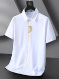 White Embroidered Plus Size Shirt-Men Shirts-LeStyleParfait