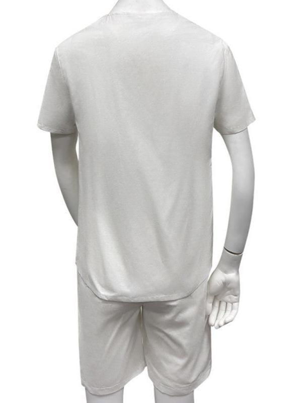 White Lace-Up Cotton Men Clothing Set - Clothing Set - LeStyleParfait