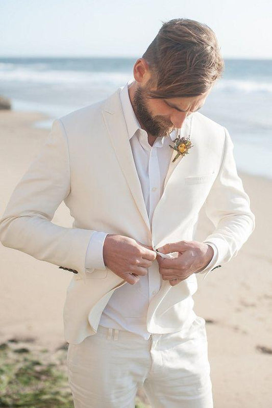 White Linen Wedding Suit - Men's Suit - LeStyleParfait
