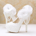 White Rose Wedding Heel Pumps Shoes - Pumps Shoes - LeStyleParfait