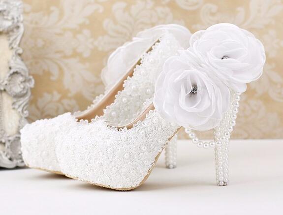 White Rose Wedding Heel Pumps Shoes - Pumps Shoes - LeStyleParfait