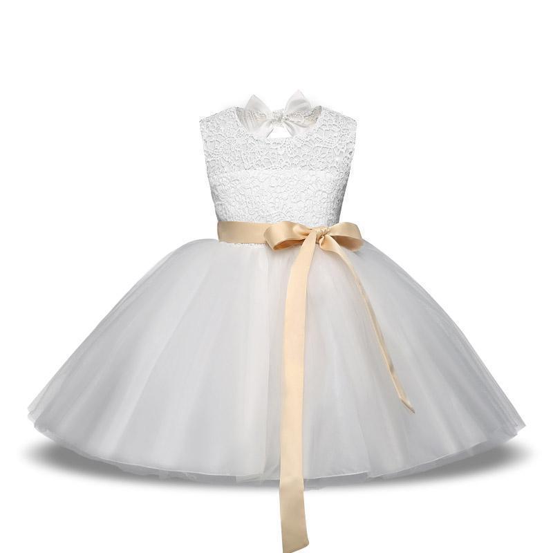 White Sleeveless Flower Girl Dress - Girls Dresses - LeStyleParfait