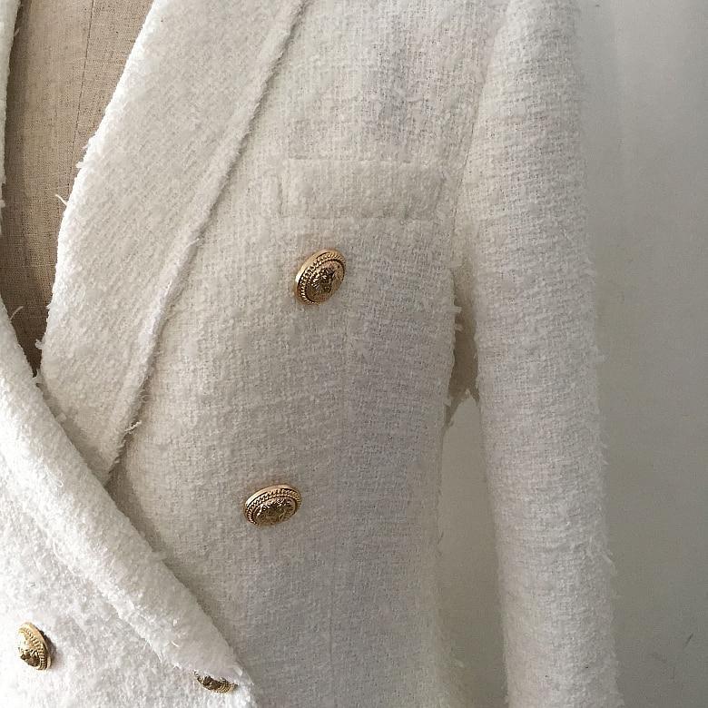 White Tweed Blazer Women - Casual - Plain-Solid - Tweed Blazer - LeStyleParfait