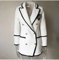 White Tweed Blazer Women - Formal-Business - Plain-Solid - Tweed Blazer - LeStyleParfait