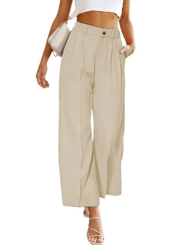 LeStyleParfait Women Pants Plain-Solid Women's Buttons Polyester-Women Pants