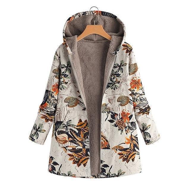 Winter Coat, Floral, Loose Plus Size Coat - Coat - LeStyleParfait