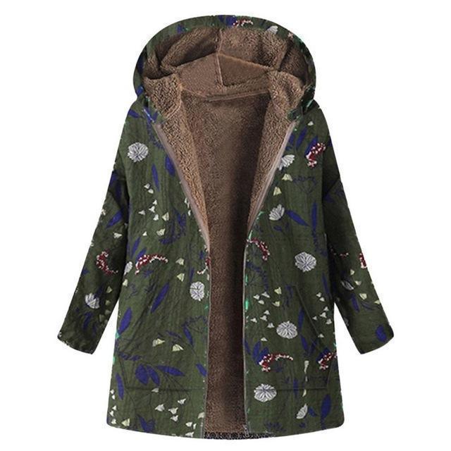 Winter Coat, Floral, Loose Plus Size Coat - Coat - LeStyleParfait