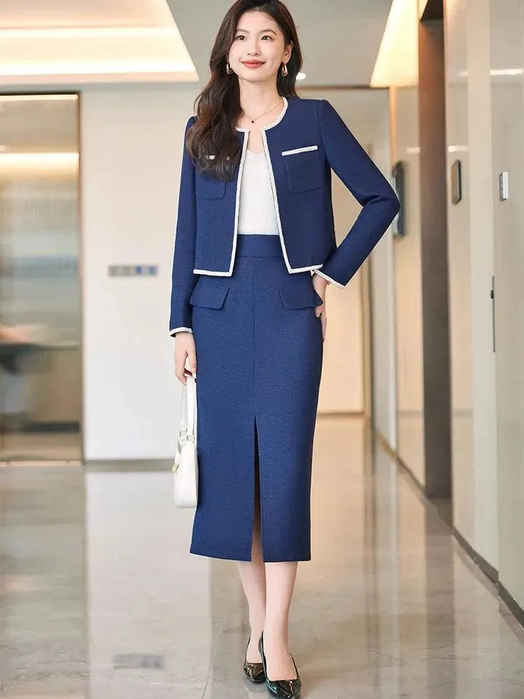 Winter Women Skirt Suit, Long With Front Slit - Skirt Suit - LeStyleParfait