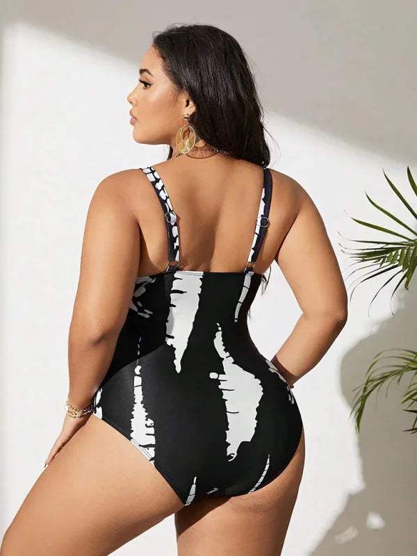 Women Abstract Shaping One Piece Swimsuit fashion image