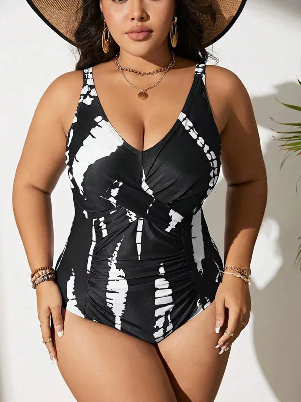 Women Abstract Shaping One Piece Swimsuit fashion image