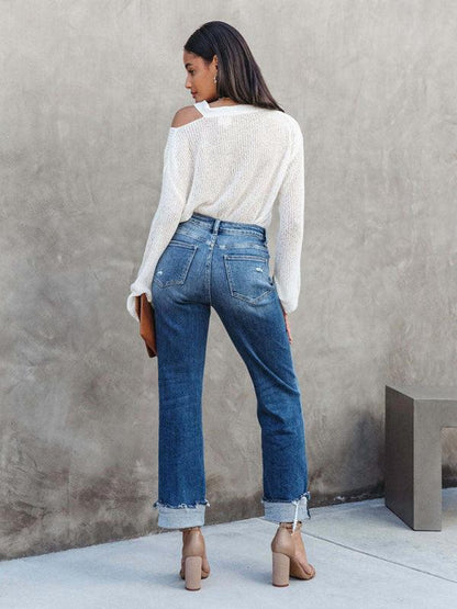 Women Asymmetrical Flyer Jeans - Women Jeans - LeStyleParfait