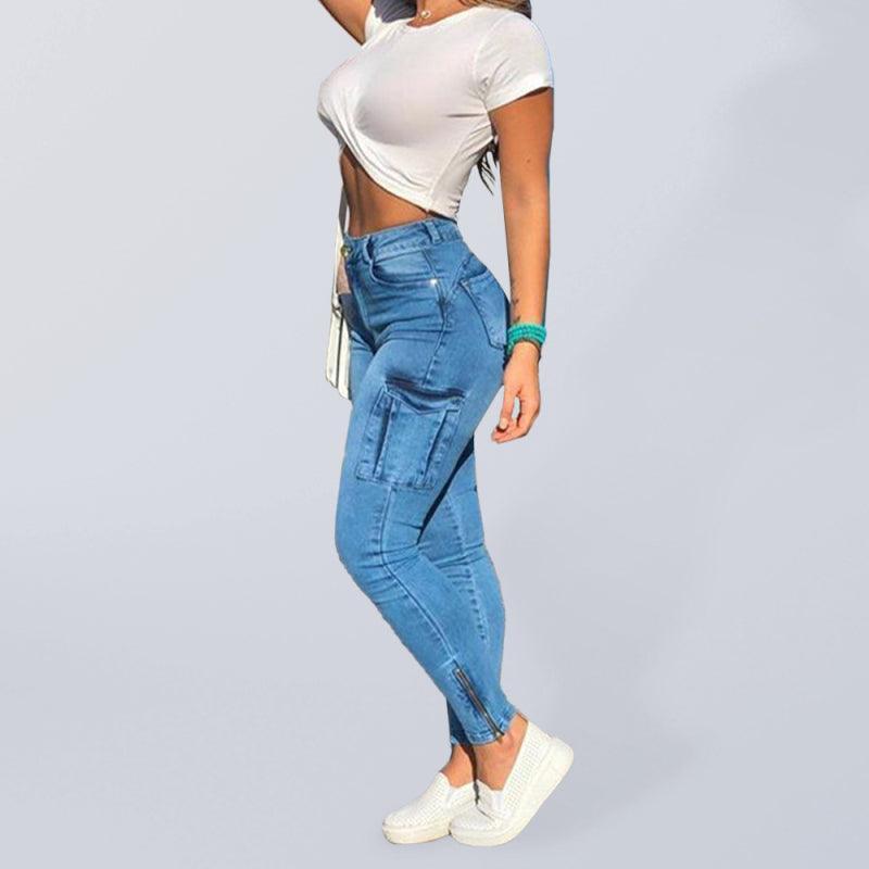 Women Cargo Jeans With Zipper Ankles - Women Jeans - LeStyleParfait