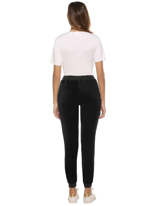 Cozy Women Jogger Pants Casual Velvet Lounge Elastic Waist Relaxed Fit Fall | LeStyleParfait