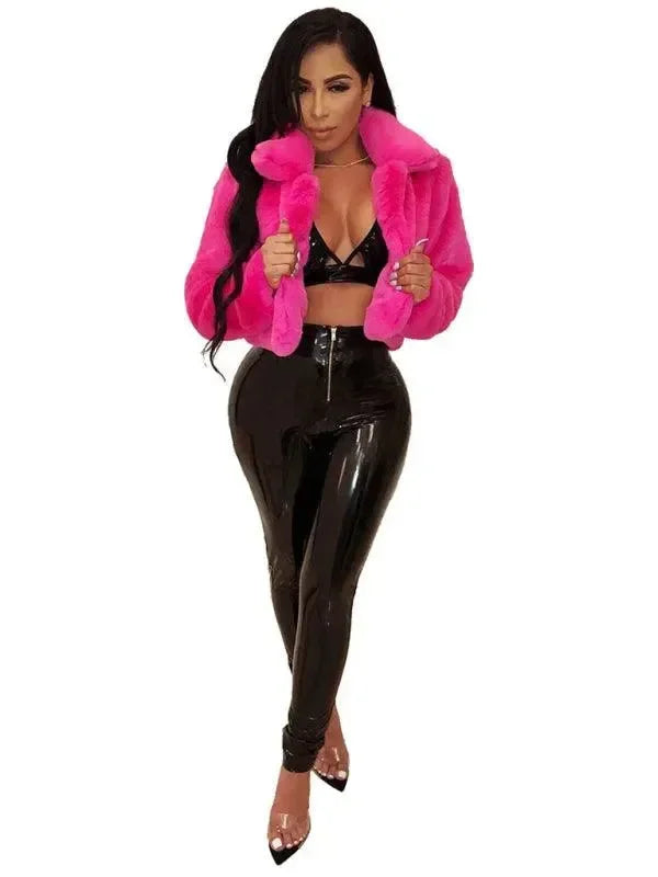 Women Crop Fur Coat - Crop Fur Coat - LeStyleParfait