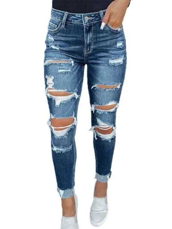 Women Distressed Skinny Jeans - Lined - Women Jeans - LeStyleParfait