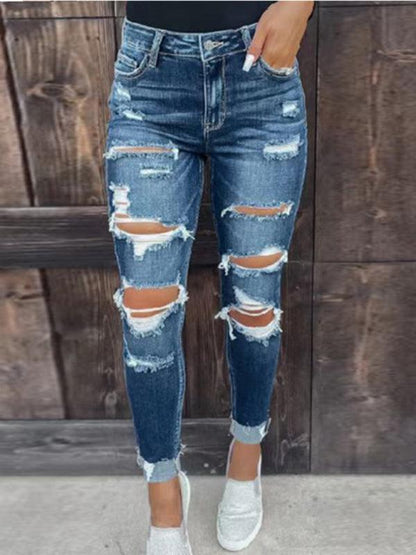 Women Distressed Skinny Jeans - Lined - Women Jeans - LeStyleParfait