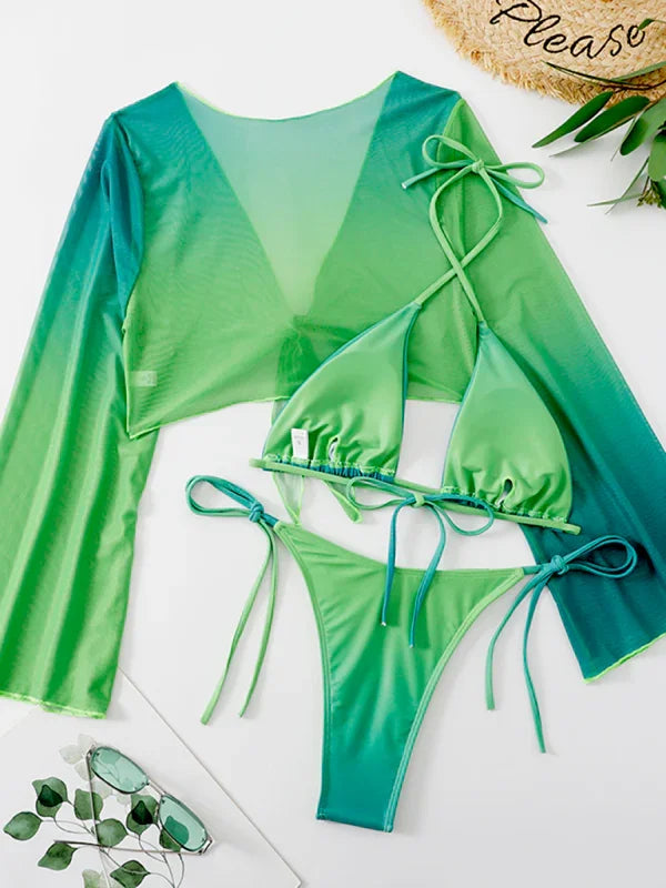 Women Gradient High Waisted Bikini Set